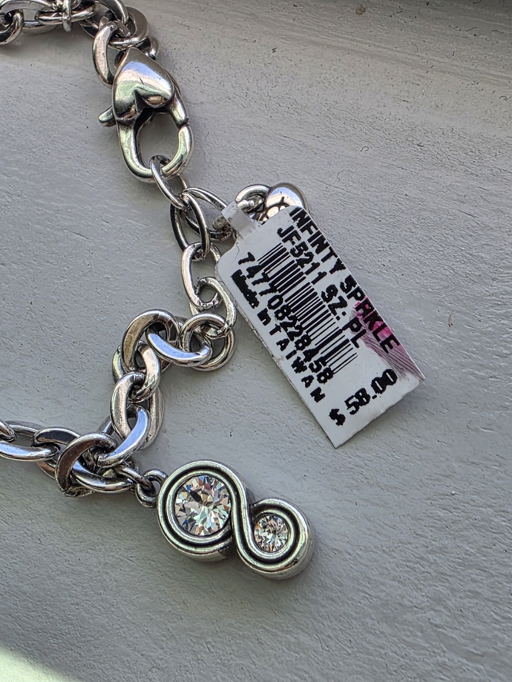 Brighton Jewelry INFINITY SPARKLE Crystal Silver Charm Dressy Bracelet new$58 - Picture 3 of 5